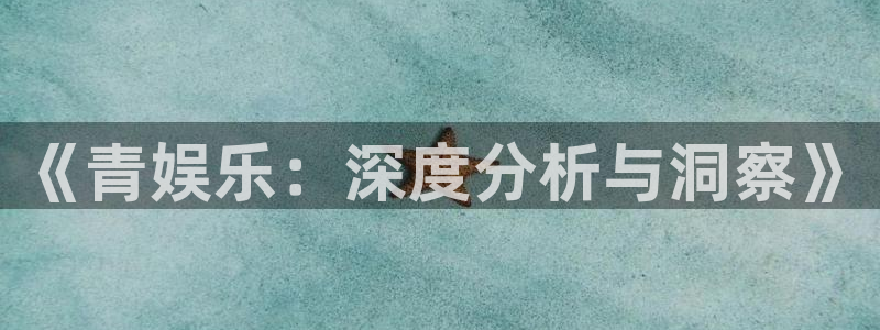 新城平台登录：《青娱乐：深度分析与洞察》
